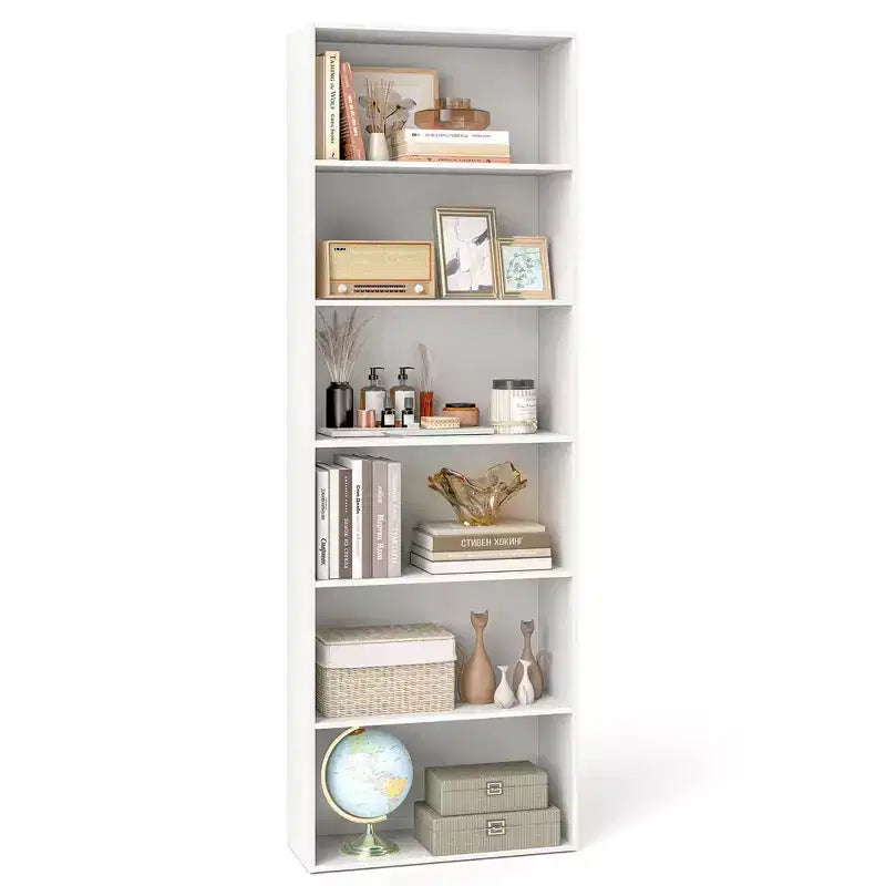 70" Tall 6-Tier Bookcase with Open Shelves & Anti-Toppling Kits