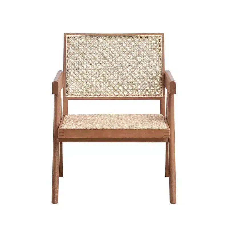 Rattan and Wood Accent Chair in Natural