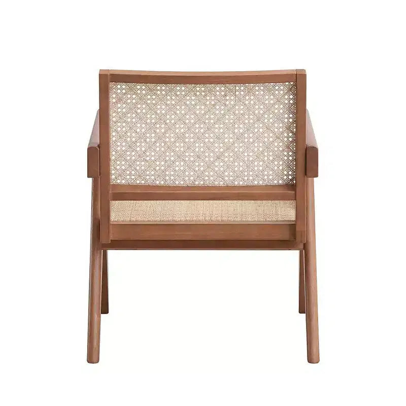 Rattan and Wood Accent Chair in Natural