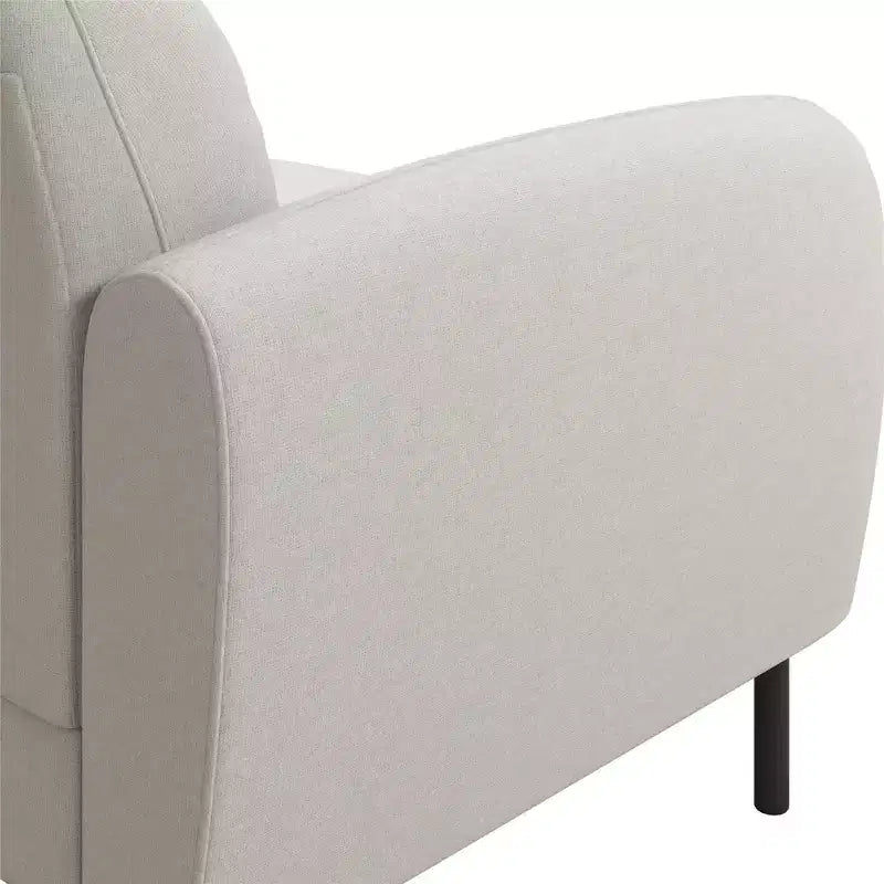 3-Seater Upholstered Sofa with Curved Back & Metal Legs