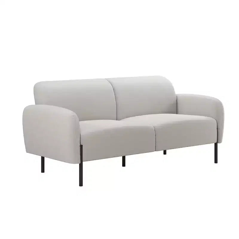 3-Seater Upholstered Sofa with Curved Back & Metal Legs