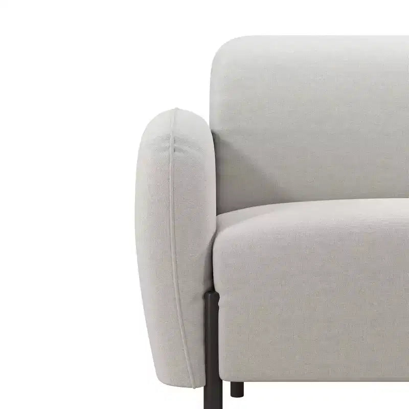 3-Seater Upholstered Sofa with Curved Back & Metal Legs