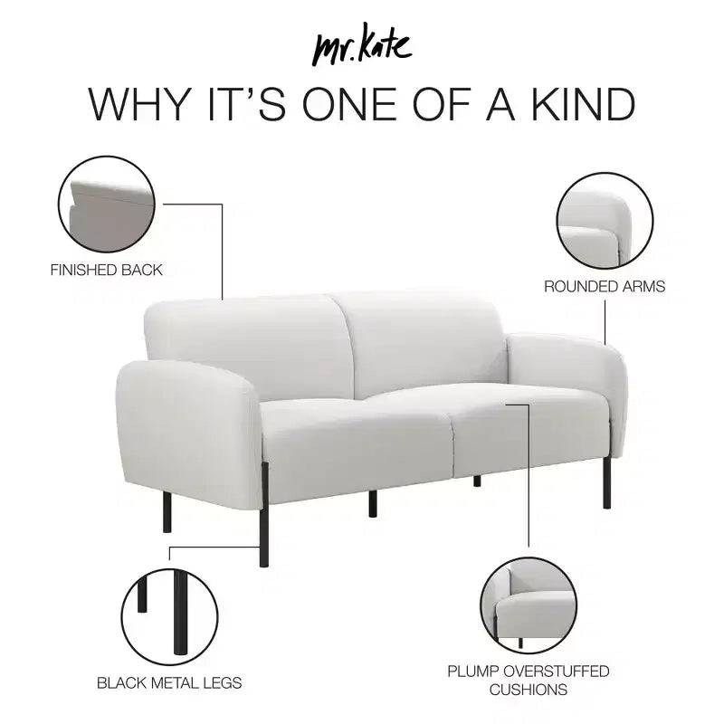 3-Seater Upholstered Sofa with Curved Back & Metal Legs