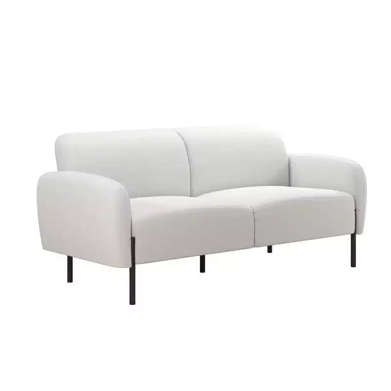 3-Seater Upholstered Sofa with Curved Back & Metal Legs