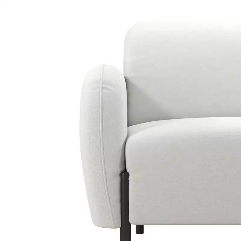 3-Seater Upholstered Sofa with Curved Back & Metal Legs