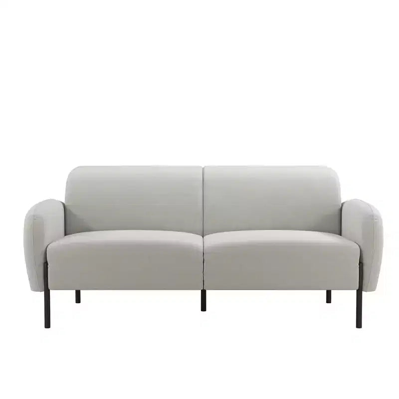 3-Seater Upholstered Sofa with Curved Back & Metal Legs
