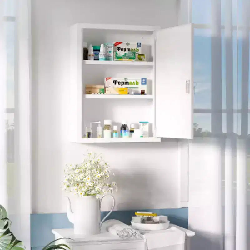 3-Tier Steel Locking Wall Cabinet 16x21, Medicine Cabinet with 2 Keys