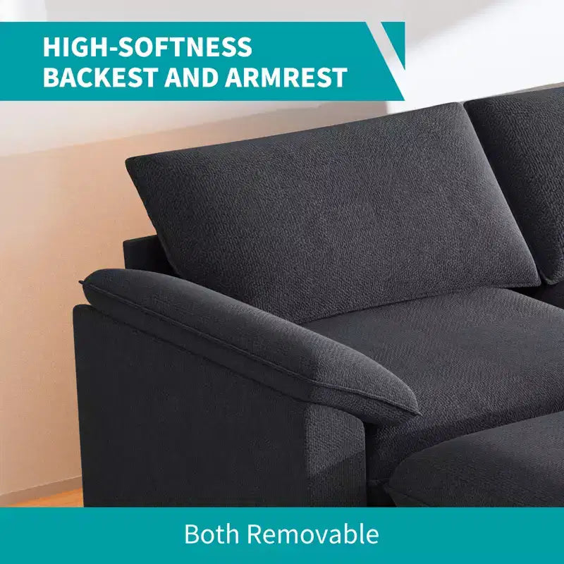 117" L-Shape Sectional Sofa with Storage Ottoman, 3-Seat