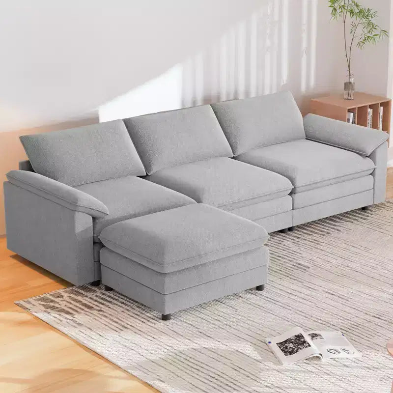 117" L-Shape Sectional Sofa with Storage Ottoman, 3-Seat