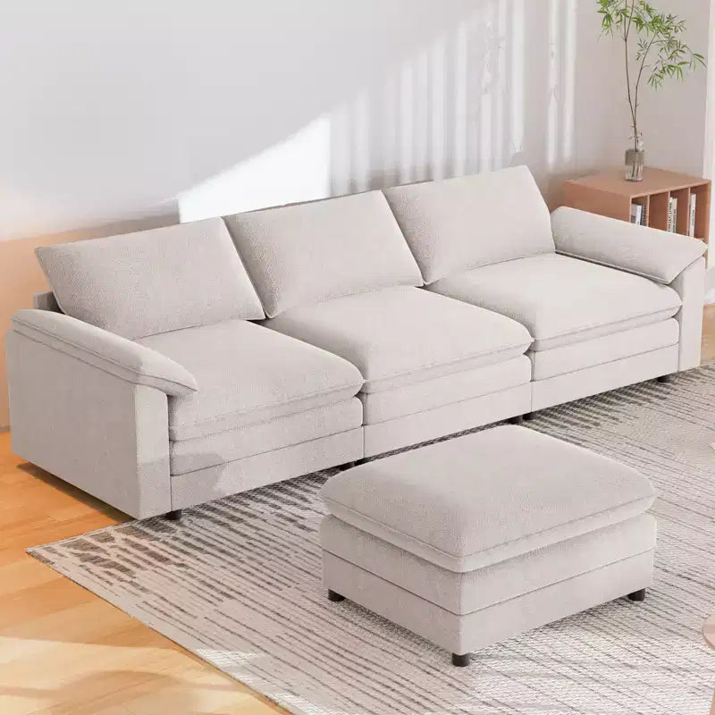 117" L-Shape Sectional Sofa with Storage Ottoman, 3-Seat