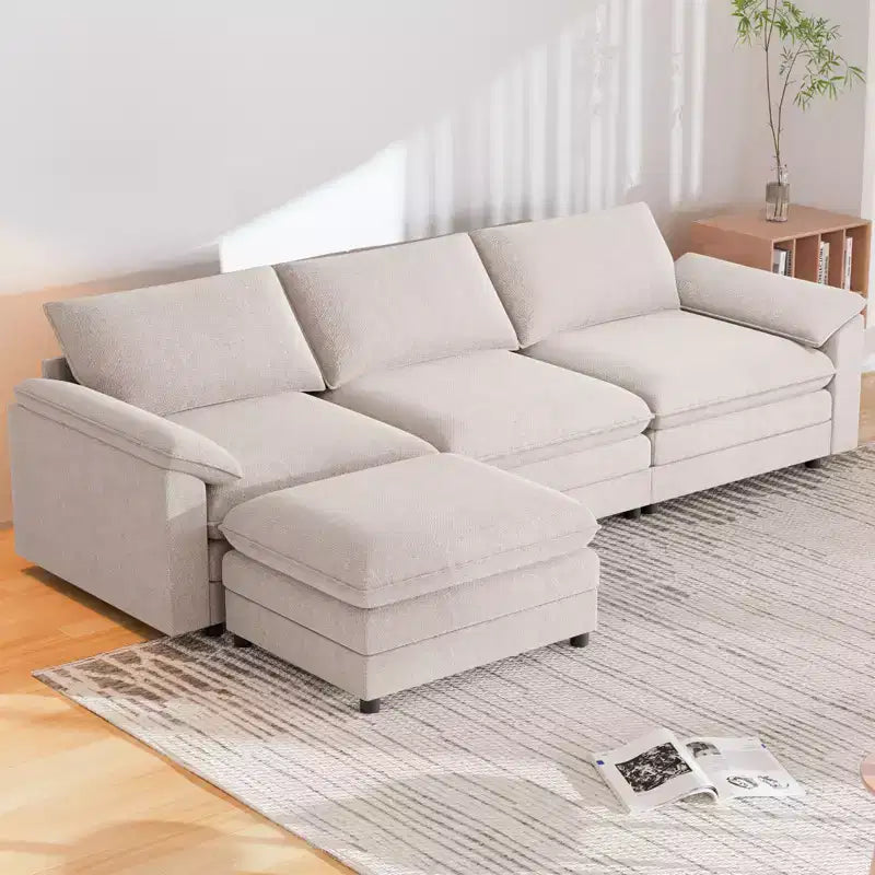 117" L-Shape Sectional Sofa with Storage Ottoman, 3-Seat