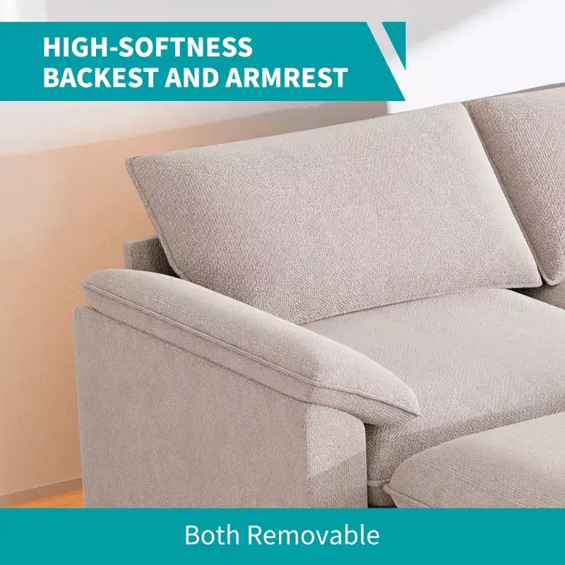 117" L-Shape Sectional Sofa with Storage Ottoman, 3-Seat