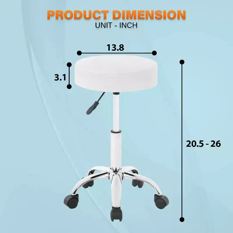 Round Rolling Swivel Stool with 5 Wheels, Adjustable Height, 250 lbs