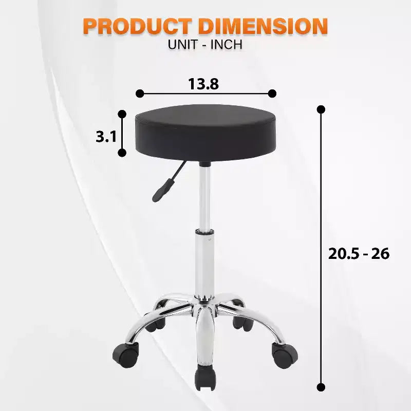 Round Rolling Swivel Stool with 5 Wheels, Adjustable Height, 250 lbs