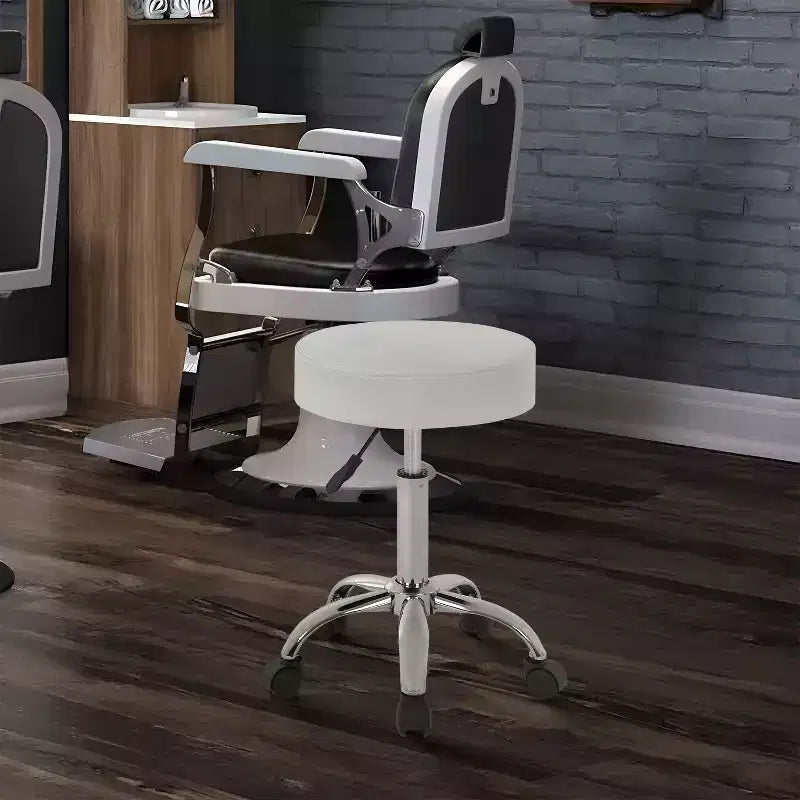 Round Rolling Swivel Stool with 5 Wheels, Adjustable Height, 250 lbs