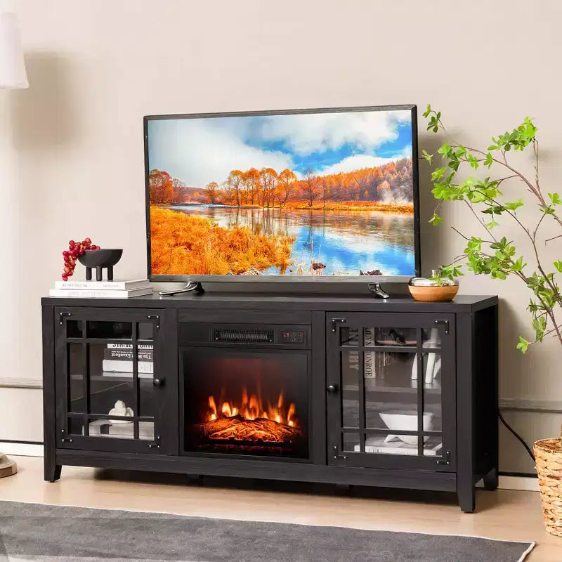 58" Fireplace TV Stand for TVs up to 65", 1400W Electric Fireplace