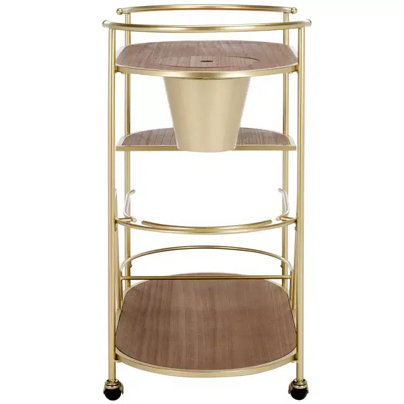 2-Tier Bar Cart with Bucket, Brushed Gold/Natural