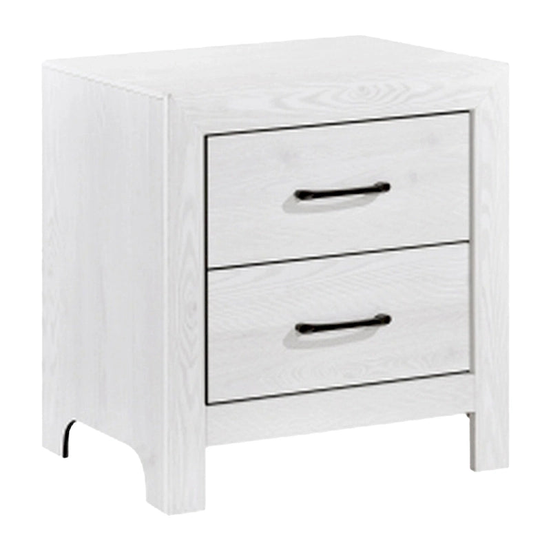 Ko Three Piece Full Size Bedroom Set, Panel Detailings, Black Metal Handles, White