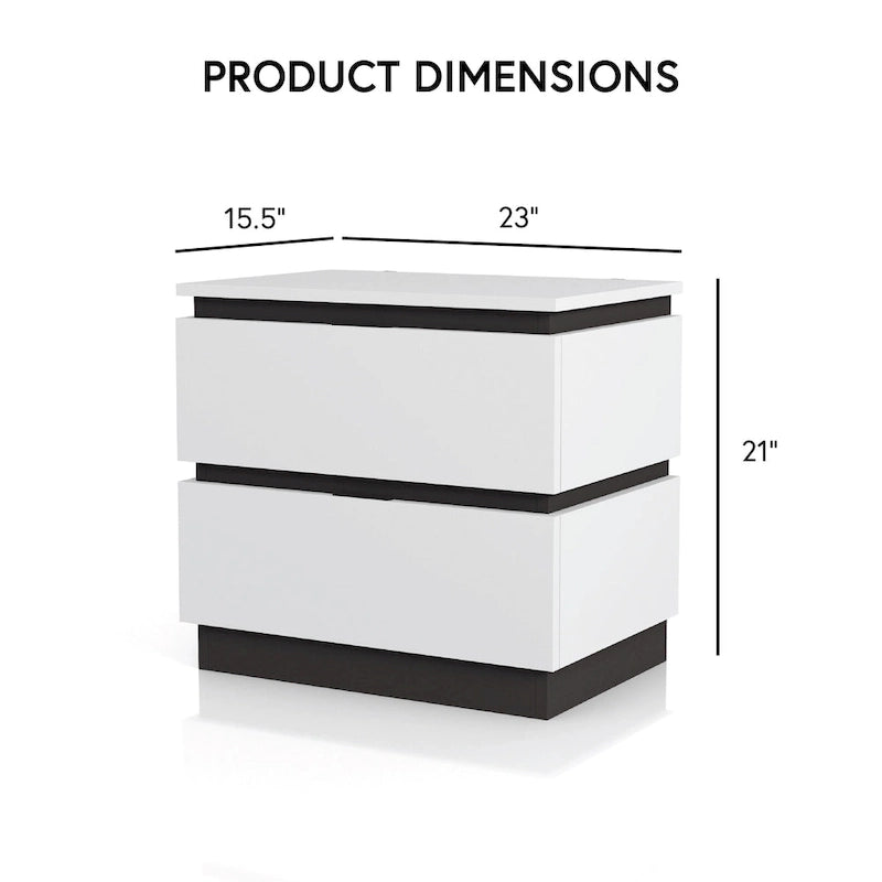Furniture of America Conjira Modern 2-Piece White Wood Storage Bed and Nightstand Set