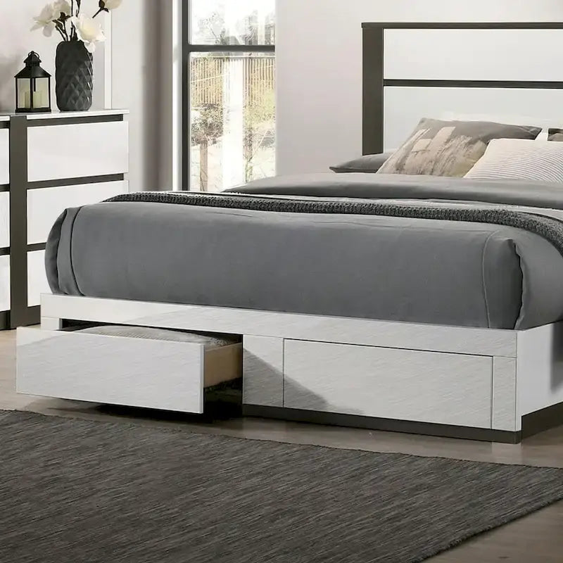 Furniture of America Conjira Modern 4-Piece White Wood Storage Bedroom Set