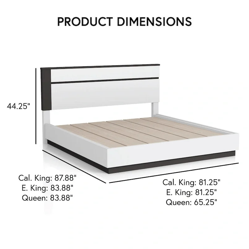 Furniture of America Conjira Modern 3-Piece White Wood Platform Bedroom Set
