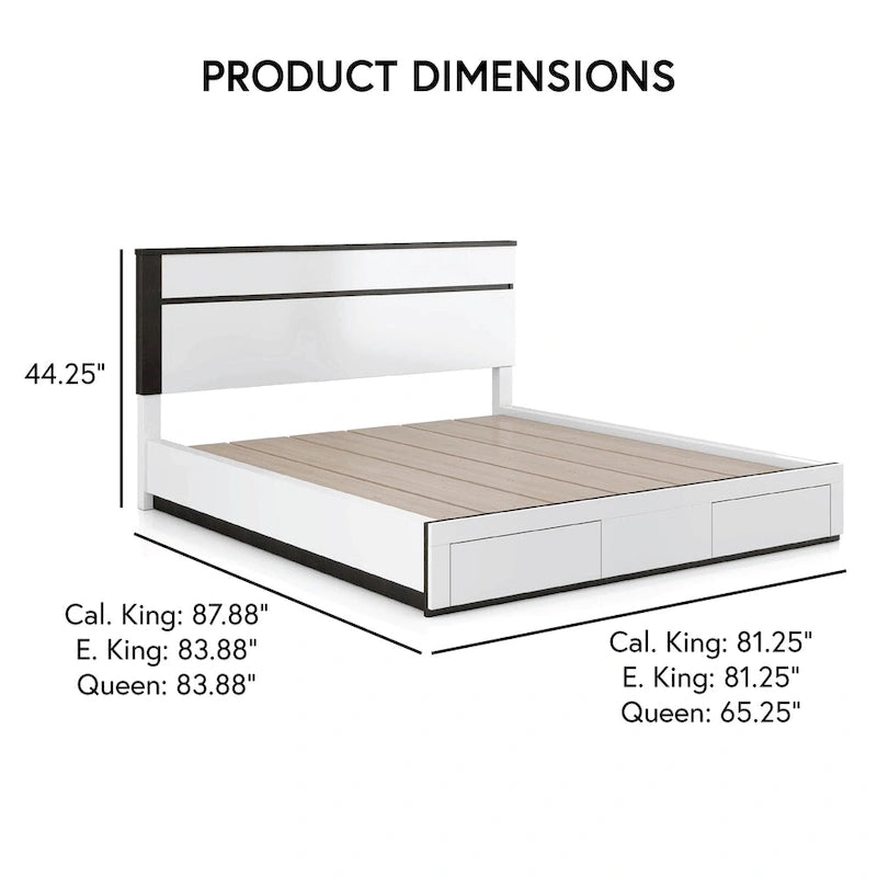 Furniture of America Conjira Modern 3-Piece White Wood Storage Bedroom Set