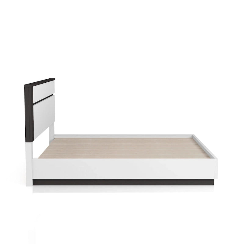 Furniture of America Conjira Modern 2-Piece White Wood Platform Bed and Nightstand Set