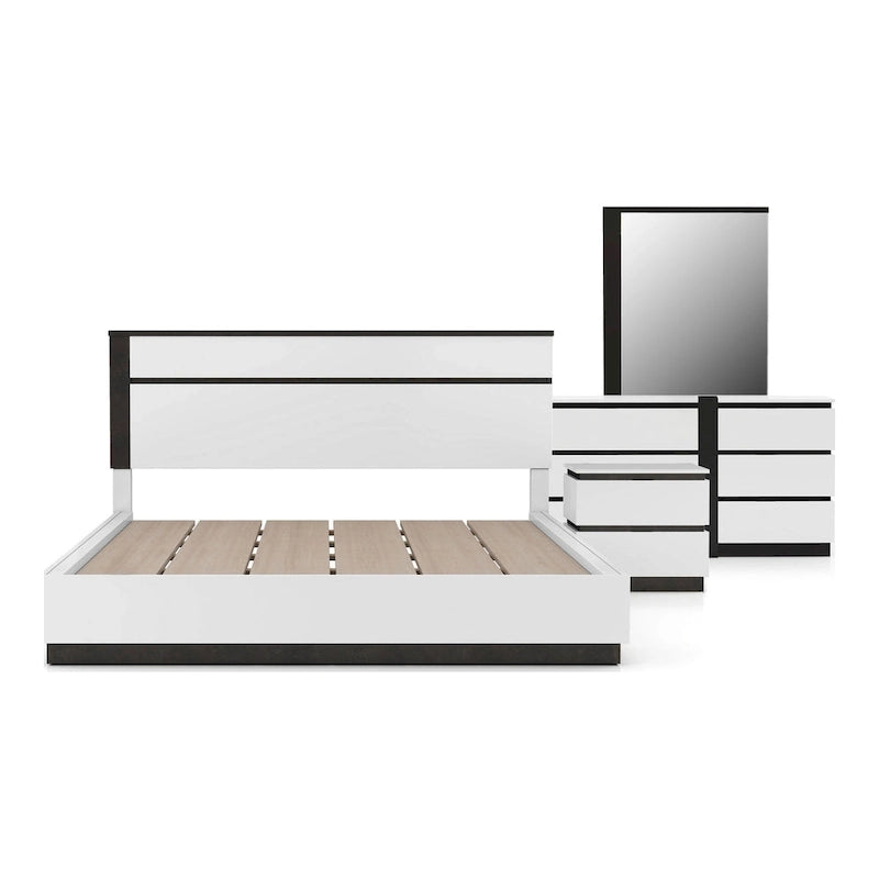 Furniture of America Conjira Modern 4-Piece White Wood Platform Bedroom Set