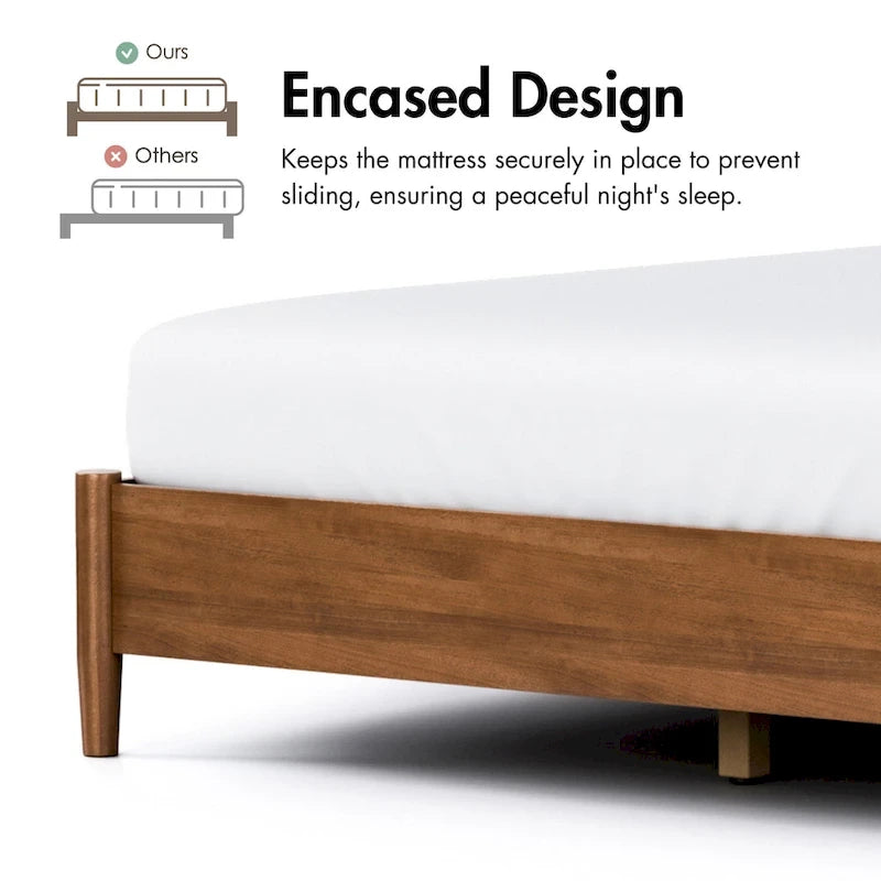 Furniture of America Beau Midcentury 4-Piece Walnut Wood Platform Bedroom Set