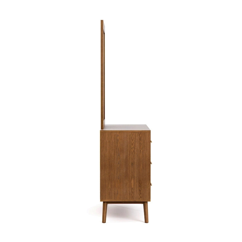 Furniture of America Beau Midcentury 4-Piece Walnut Wood Platform Bedroom Set