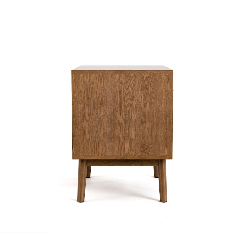 Furniture of America Beau Midcentury 4-Piece Walnut Wood Platform Bedroom Set