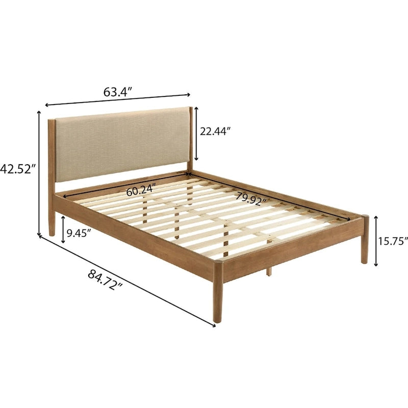 Roundhill Furniture Vichy 5-Piece Rattan Bedroom Set with Upholstered Queen Bed, Chest, Dresser, Mirror, and 2 Nightstands