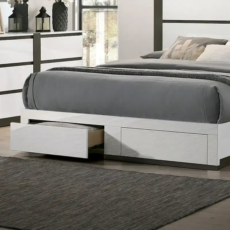 Conjira Modern White Wood 6-Piece Storage Platform Bedroom Set with USBs by Furniture of America