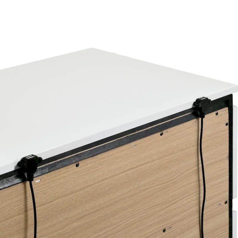 Conjira Modern White Wood 6-Piece Storage Platform Bedroom Set with USBs by Furniture of America