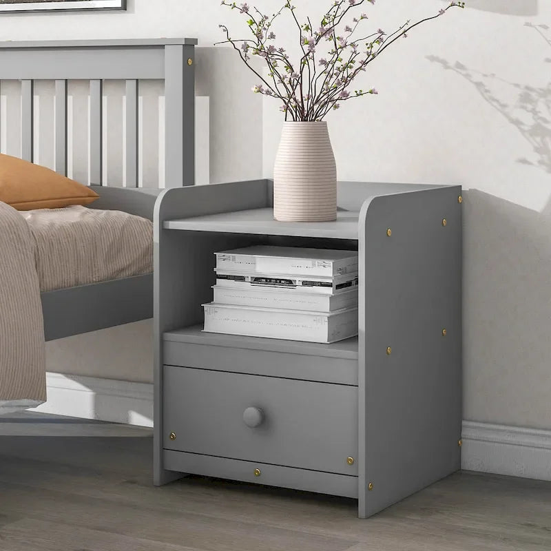 Twin Bed with Headboard and Footboard With a Nightstand