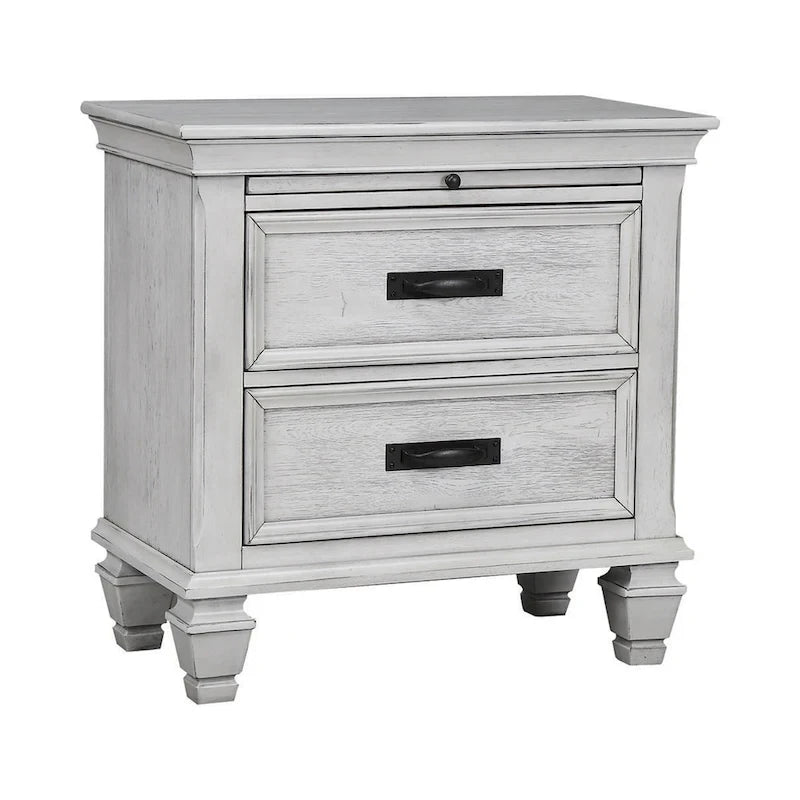 Capistrano Antique White 4-piece Bedroom Set with 2 Nightstands and Dresser
