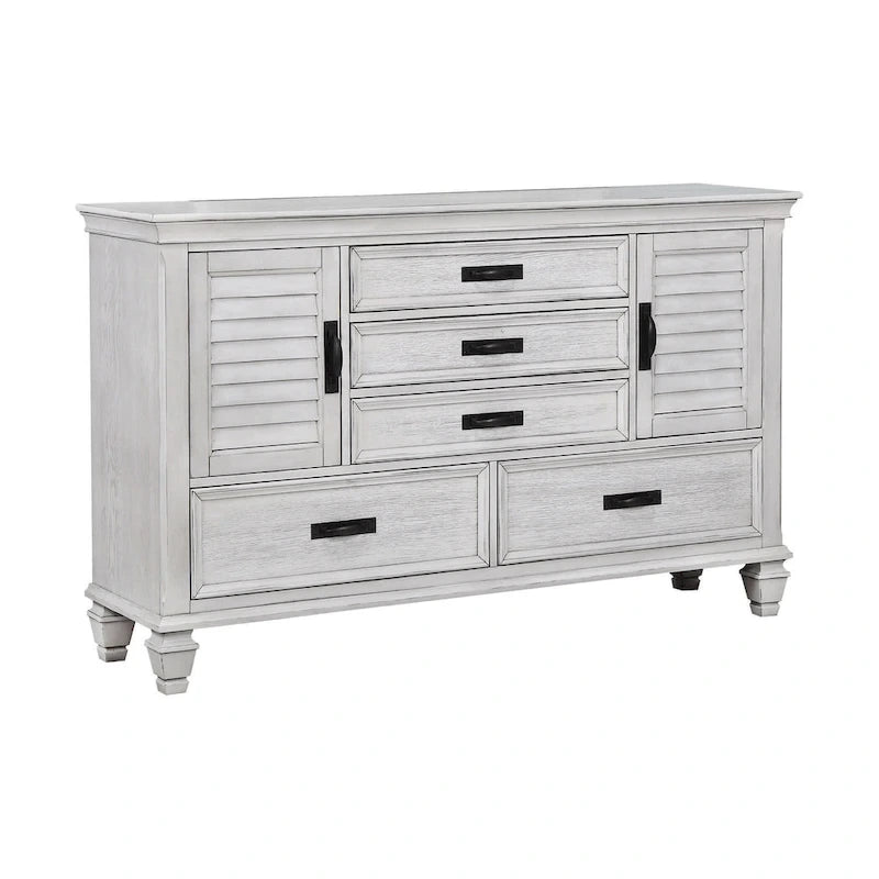 Capistrano Antique White 4-piece Bedroom Set with 2 Nightstands and Dresser