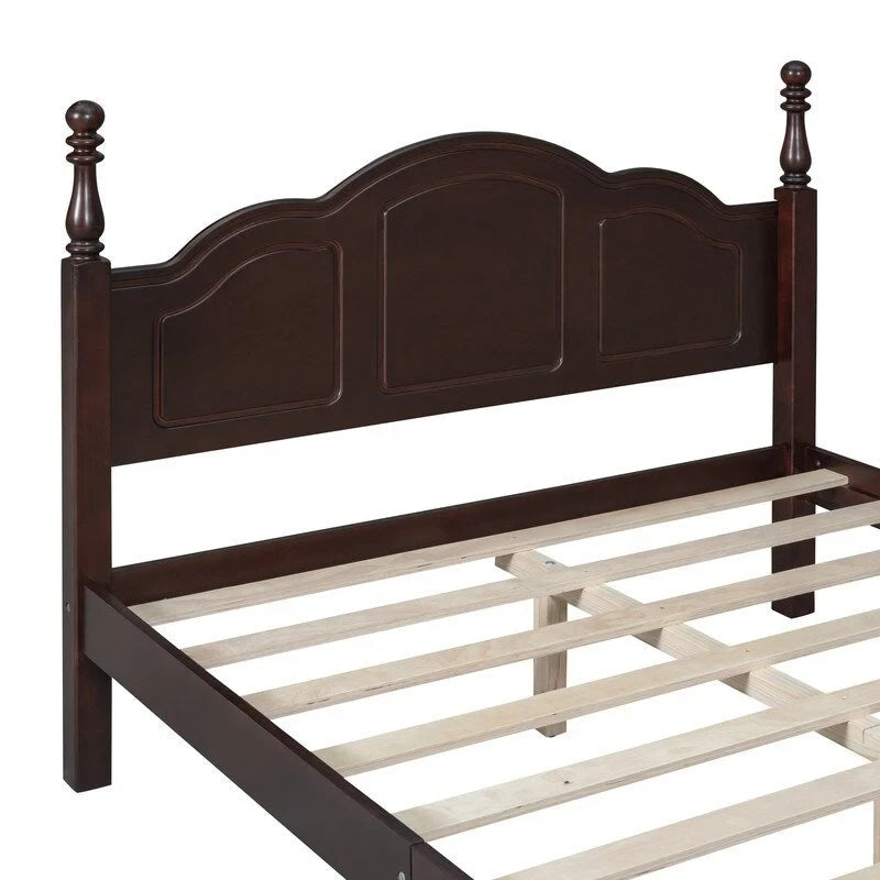 3PCS Retro Design Queen/Full Size Wood Platform Bed Set with 2 Nightstands