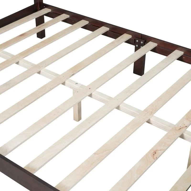3PCS Retro Design Queen/Full Size Wood Platform Bed Set with 2 Nightstands