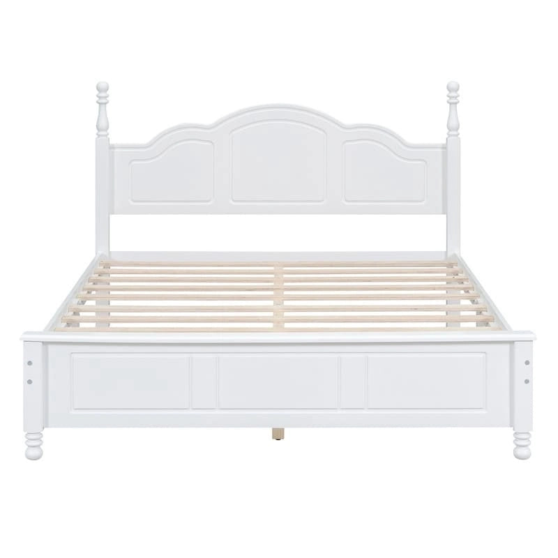 3PCS Retro Design Queen/Full Size Wood Platform Bed Set with 2 Nightstands