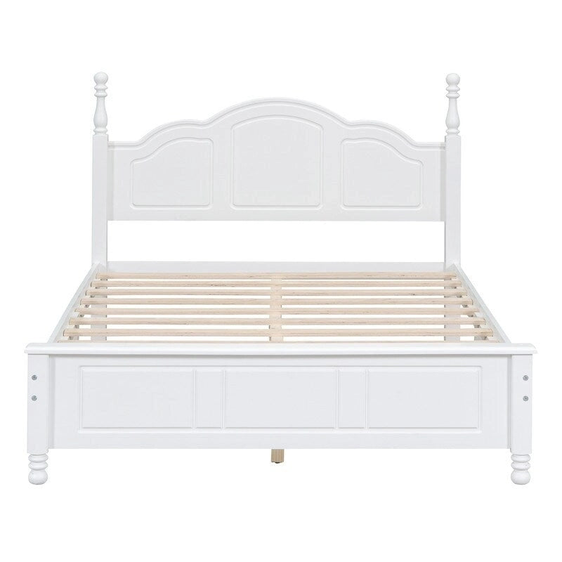 3PCS Retro Design Queen/Full Size Wood Platform Bed Set with 2 Nightstands