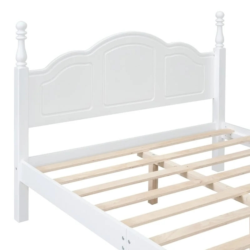 3PCS Retro Design Queen/Full Size Wood Platform Bed Set with 2 Nightstands