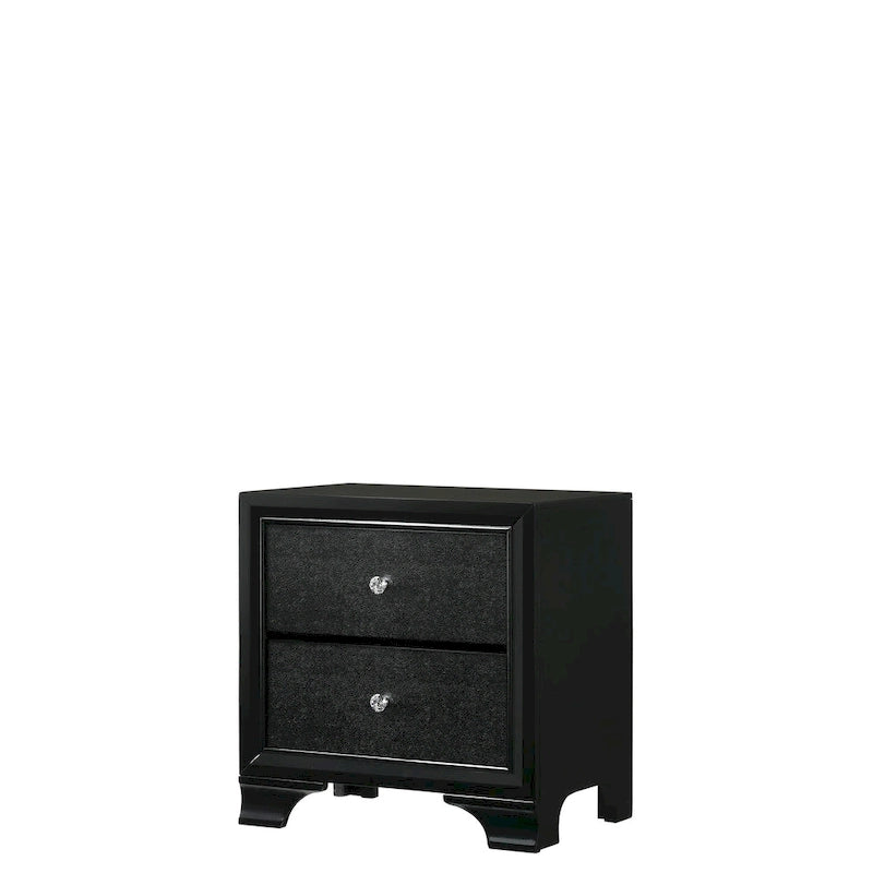 Nathalie 4 Piece Black LED Fabric Upholstered Tufted Panel Bedroom Set