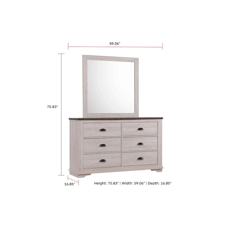 Marilyne 6 Piece Chalk Gray Rustic Sleigh Bedroom Set