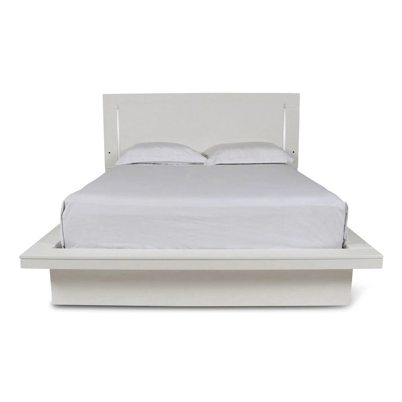 New Classic Furniture Vexa White High Gloss 4-Piece Bedroom Set with Nightstand
