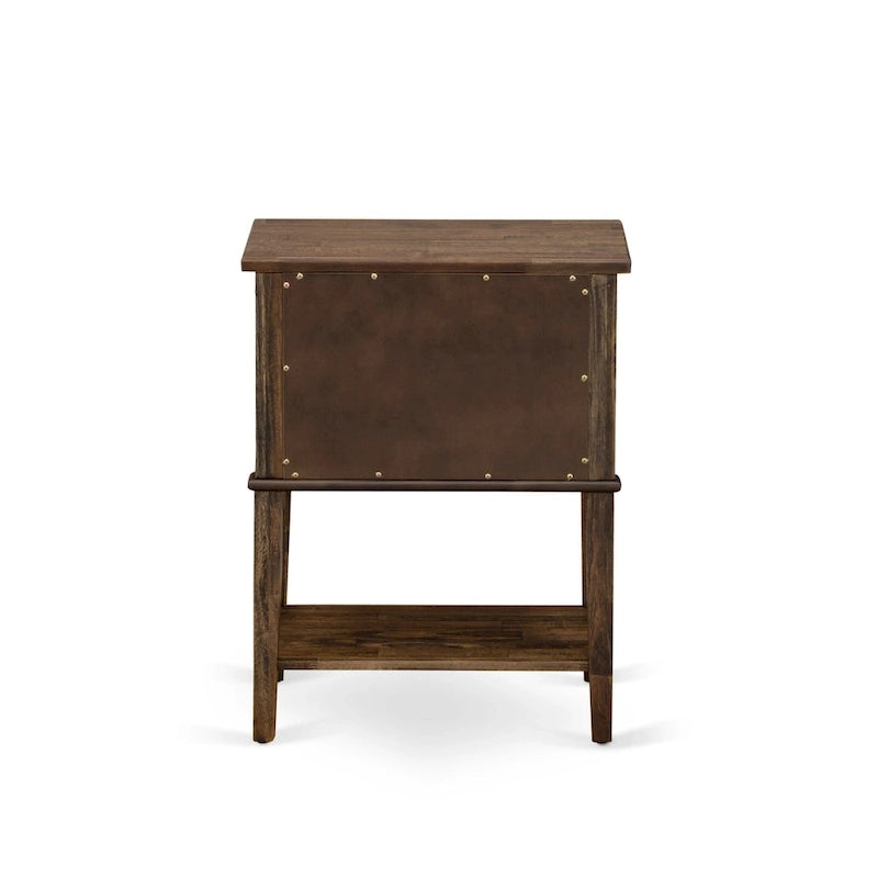 East West Furniture Queen Size Bed Set- Bed Frame Brown Headboard with Small Nightstand - Black Finish Legs((End Table Options)