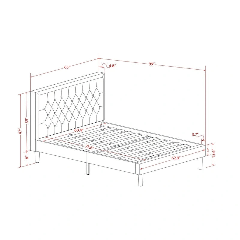 East West Furniture Queen Size Bed Set- Bed Frame Brown Headboard with Small Nightstand - Black Finish Legs((End Table Options)