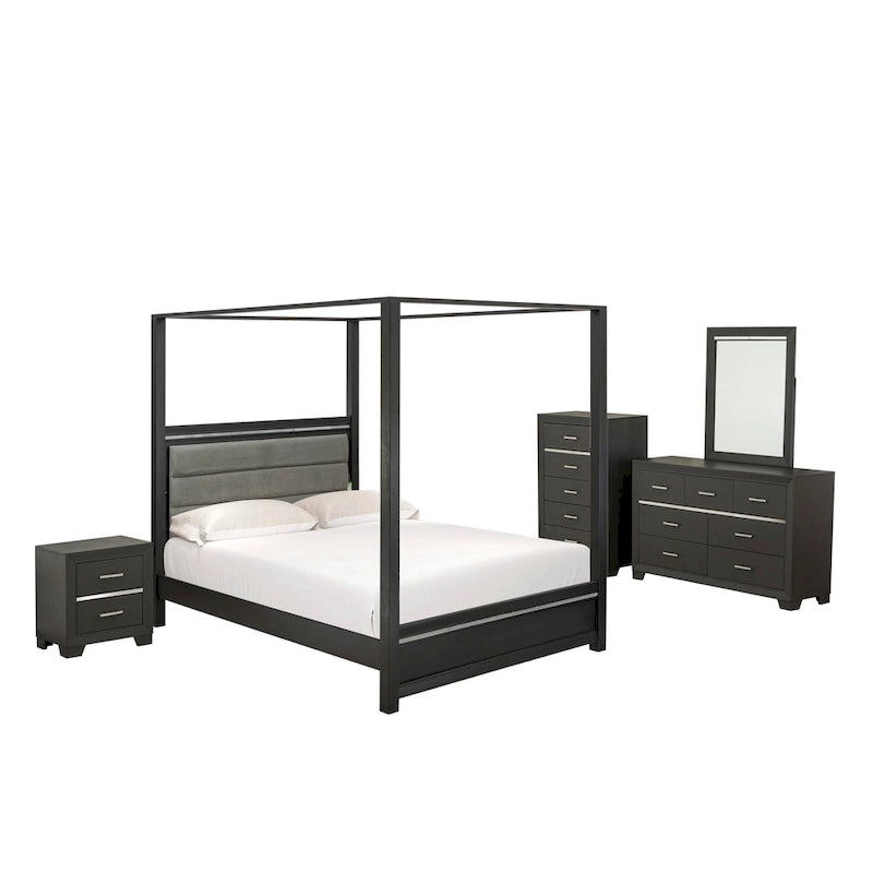 East West Furniture Denali Queen Size Bedroom Set with Upholstered Headboard (Pieces Option)