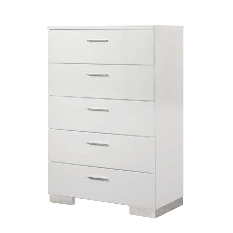 August Glossy White 6-piece Panel Bedroom Set