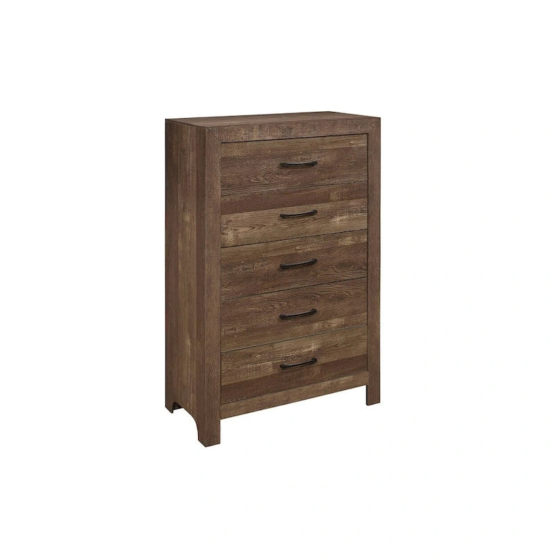 Tabina 3 Piece Rustic Brown Modern Panel Bedroom Set